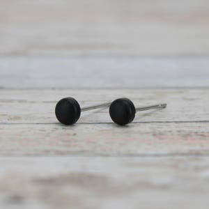 Tiny round studs, Black studs, Tiny stud earrings, Minimal ear studs, Tiny dot studs, Tiny black posts, Mini sterling studs, 4mm black studs