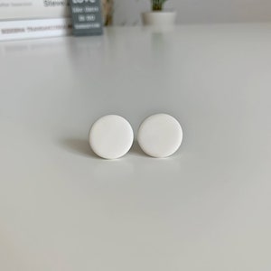 Classic White Dime-Sized Stud Earrings Minimalist Handcrafted Ear Studs for Timeless Elegance image 7