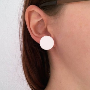 Classic White Dime-Sized Stud Earrings Minimalist Handcrafted Ear Studs for Timeless Elegance image 2