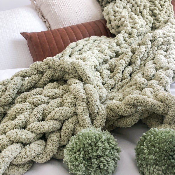 Hand Knit Throw Etsy