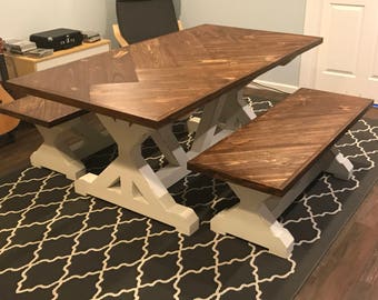  Farmhouse  Trestle Table DIY Kit  made to order Etsy