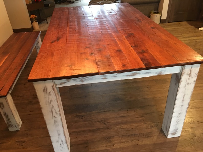 Rough Sawn Farmhouse Table with Matching Benches Etsy