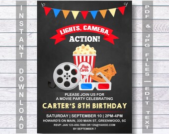 Movie Invitation Etsy