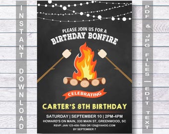 bonfire invitation etsy