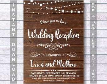 reception invitation etsy