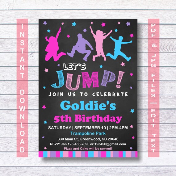 jump birthday invitation jump invitation instant download etsy bounce house invitation wording