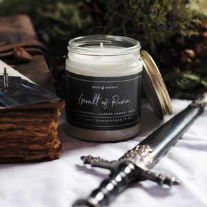 Geralt of Rivia | Soy Candle | 9 oz jar | Witcher Inspired | Bookish Gamer Candle image 2