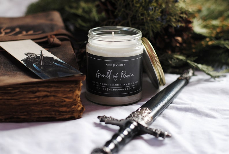 Geralt of Rivia | Soy Candle | 9 oz jar | Witcher Inspired | Bookish Gamer Candle image 2