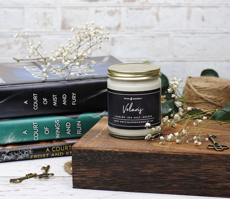 Velaris / Vela de soja / Frasco de 9 oz / Inspirada en ACOMAF / Vela de estilo literario imagen 2