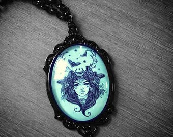 Moth Goddess Cameo Necklace