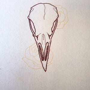 Chicken Skull- Hand Embroidered Hoop Wall Art