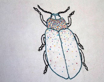 Escarabajo Escarabajo - Mano Bordado aro pared arte insectos