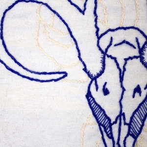 Deer Skull - Hand Embroidered Hoop Wall Art
