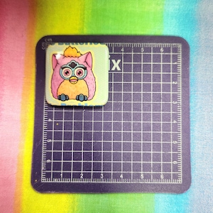 Furby Square Button Pin