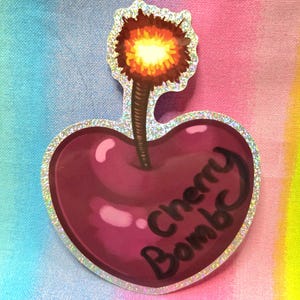 Cherry Bomb Glitter Sticker