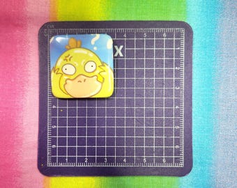 Anxious Psyduck Square Button Pin