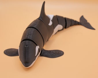3D gedruckter artikulierter Orca - Flexibles, beweglich, umweltfreundliches PLA-Material, perfekt für Schreibtisch oder Regal, handgefertigt und mehrfarbig