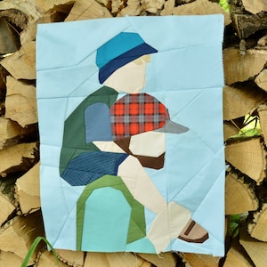 Dad Shoulders FPP Quilt Pattern, Father's Day Quilt, Dad Quilt, Father and Son Quilt, Daddy Daughter Quilt, Riding on Dad's Shoulders Quilt