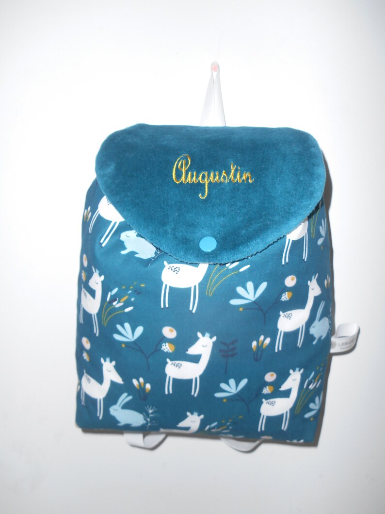 Sac a dos enfant biche personnalisé, cadeau noël, sac crèche, sac école, sac enfant, cartable, maternelle, sac personnalisé, sac garçon jaune moutarde