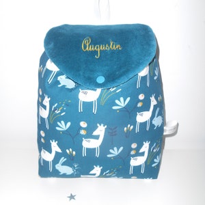 Personalized jungle child backpack, embroidered bag, nursery, school, child bag, satchel, kindergarten, personalized bag, boy bag, Christmas child gift biche lapin