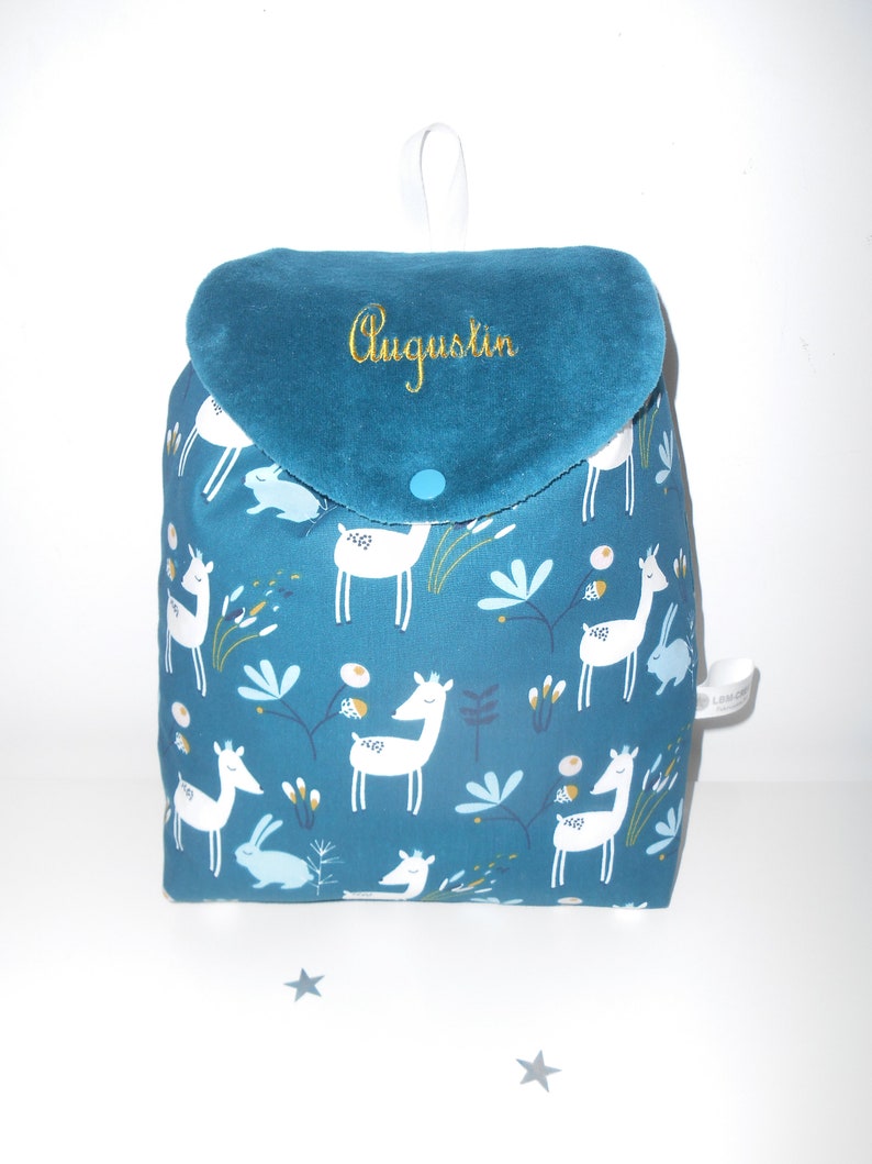 Personalized jungle child backpack, embroidered bag, nursery, school, child bag, satchel, kindergarten, personalized bag, boy bag, Christmas child gift biche lapin