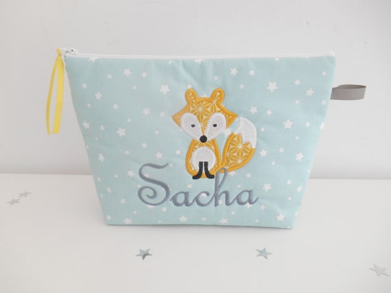 Trousse De Toilette Renard Personnalisee Brodeetrousse Enfant Etsy