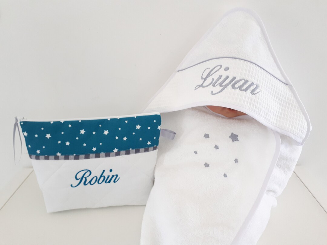 Cape de bain bébé personnalisée, sortie de bain bébé,serviette