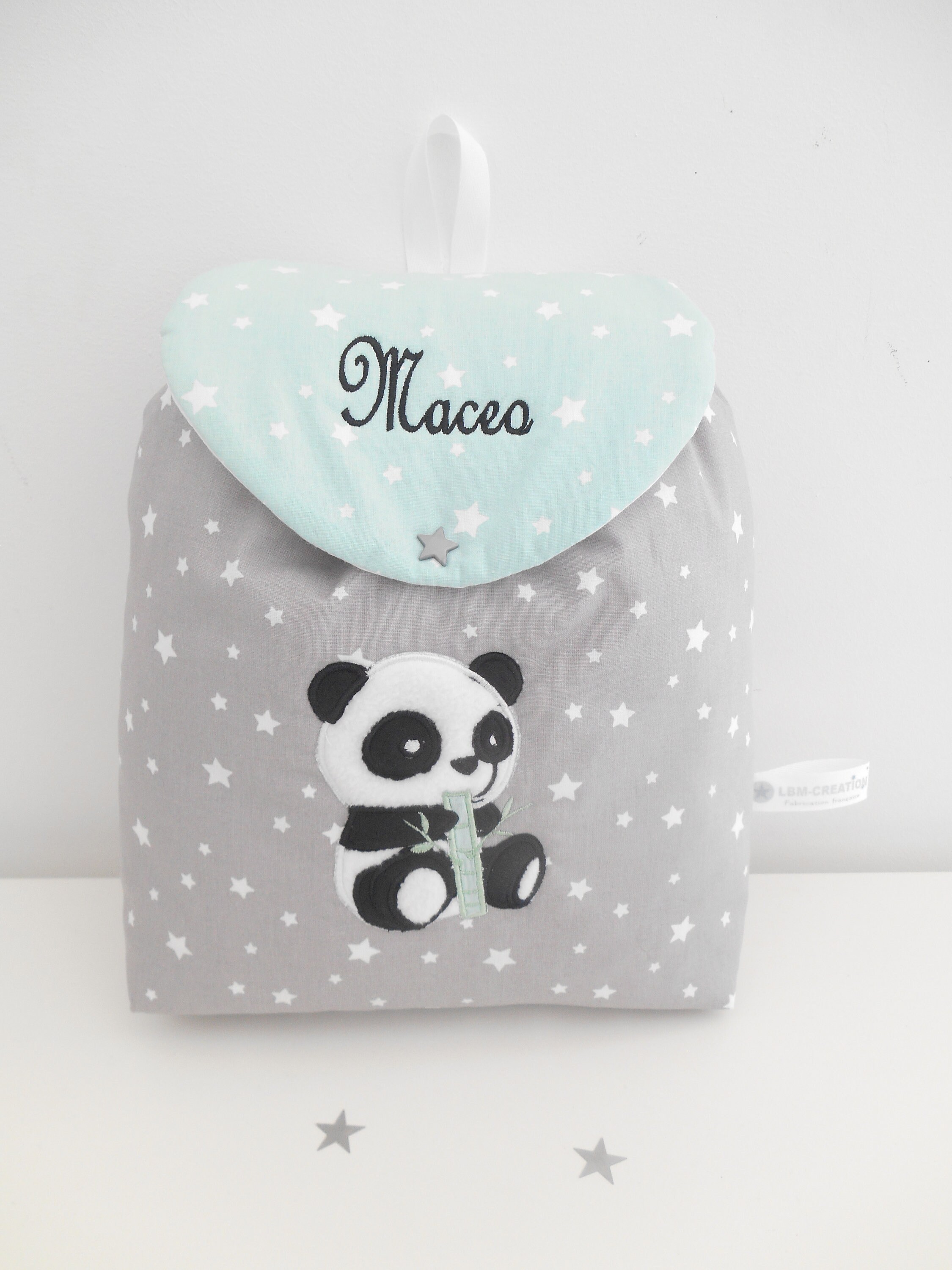 Mochila guardería personalizada para bebé modelo oso panda.