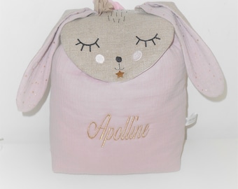 Sac a dos enfant lapin indien personnalisé, noël bébé, sac enfant, sac crèche, cadeau noël ,cartable, école maternelle, sac personnalisé