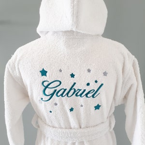 Christmas, customizable child bathrobe, baby Christmas gifts, embroidered bathrobe, birth gift, baby Christmas, personalized child gift, étoiles