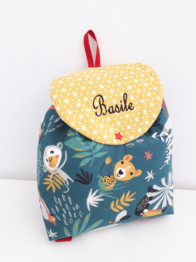 Personalized jungle child backpack, embroidered bag, nursery, school, child bag, satchel, kindergarten, personalized bag, boy bag, Christmas child gift image 7