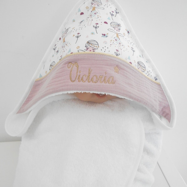 cape de bain bébé personnalisée, sortie de bain bébé,serviette personnalisée,prénom brodés,cadeau naissance bébé,serviette bébé,fille,garçon