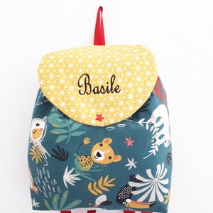 Personalized jungle child backpack, embroidered bag, nursery, school, child bag, satchel, kindergarten, personalized bag, boy bag, Christmas child gift image 8