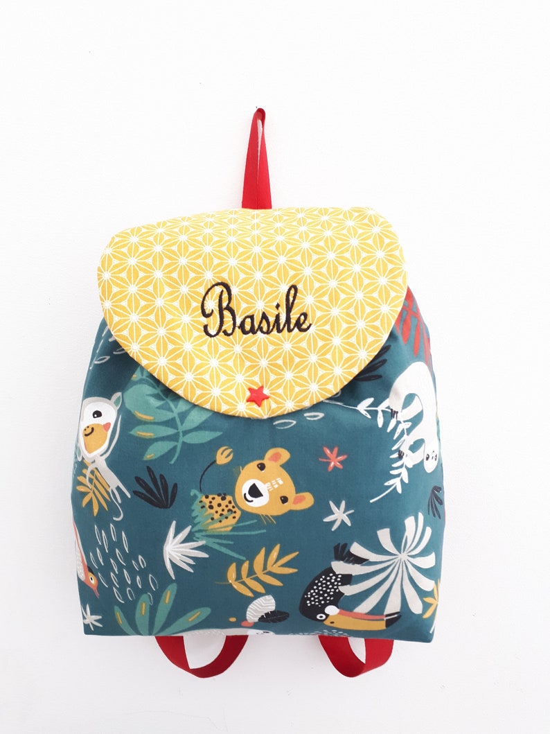 Personalized jungle child backpack, embroidered bag, nursery, school, child bag, satchel, kindergarten, personalized bag, boy bag, Christmas child gift image 8