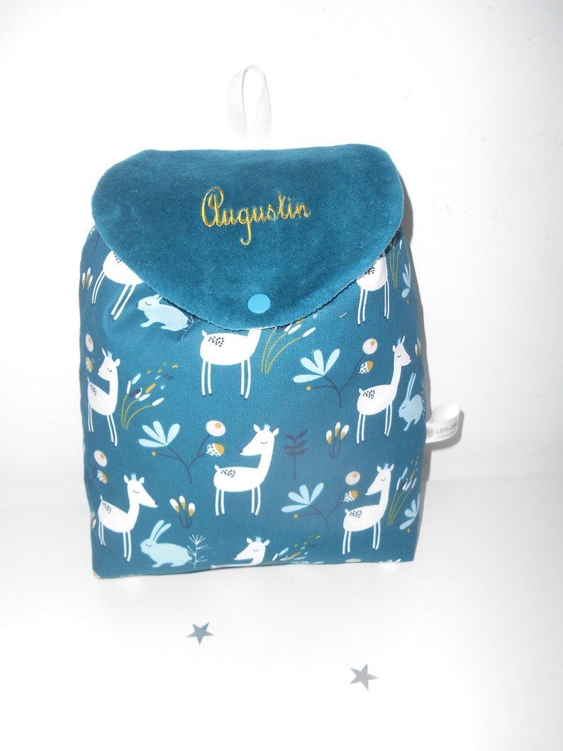 Sac a dos enfant biche personnalisé, cadeau noël, sac crèche, sac école, sac enfant, cartable, maternelle, sac personnalisé, sac garçon image 4