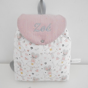 Sac a dos enfant fée, souris ou minnie personnalisé, sac brodé,crèche,école,sac enfant,maternelle, sac personnalisé,fille,cadeau enfant noël