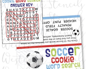 DIGITAL Soccer Word Search Bag Tag and Solution, pdf file for printing