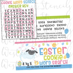 DIGITAL Easter Word Search Bag Topper and Solution, pdf file for printing image 1