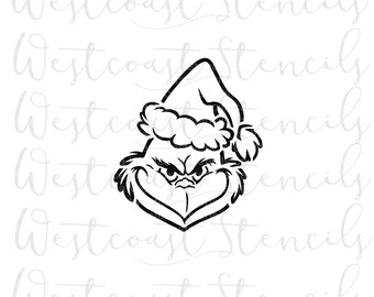 Grinch Face Clip Art Stencil