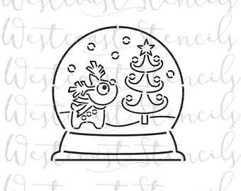 PYO Snow Globe Deer and Tree Stencil, Christmas Stencil, Cookie Stencil