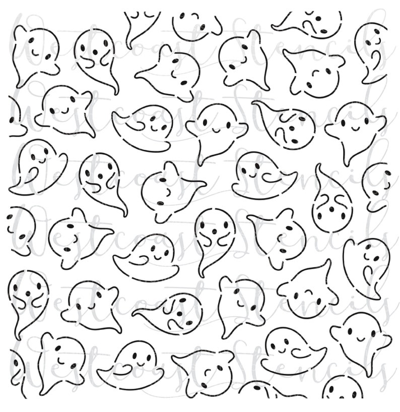 Ghost Outline Background Stencil Halloween Cookie Stencil Etsy