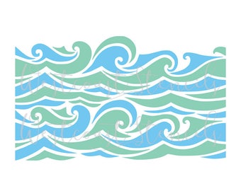 Wave Stencil, 2 pcs, Water, Ocean, Cookie Stencil