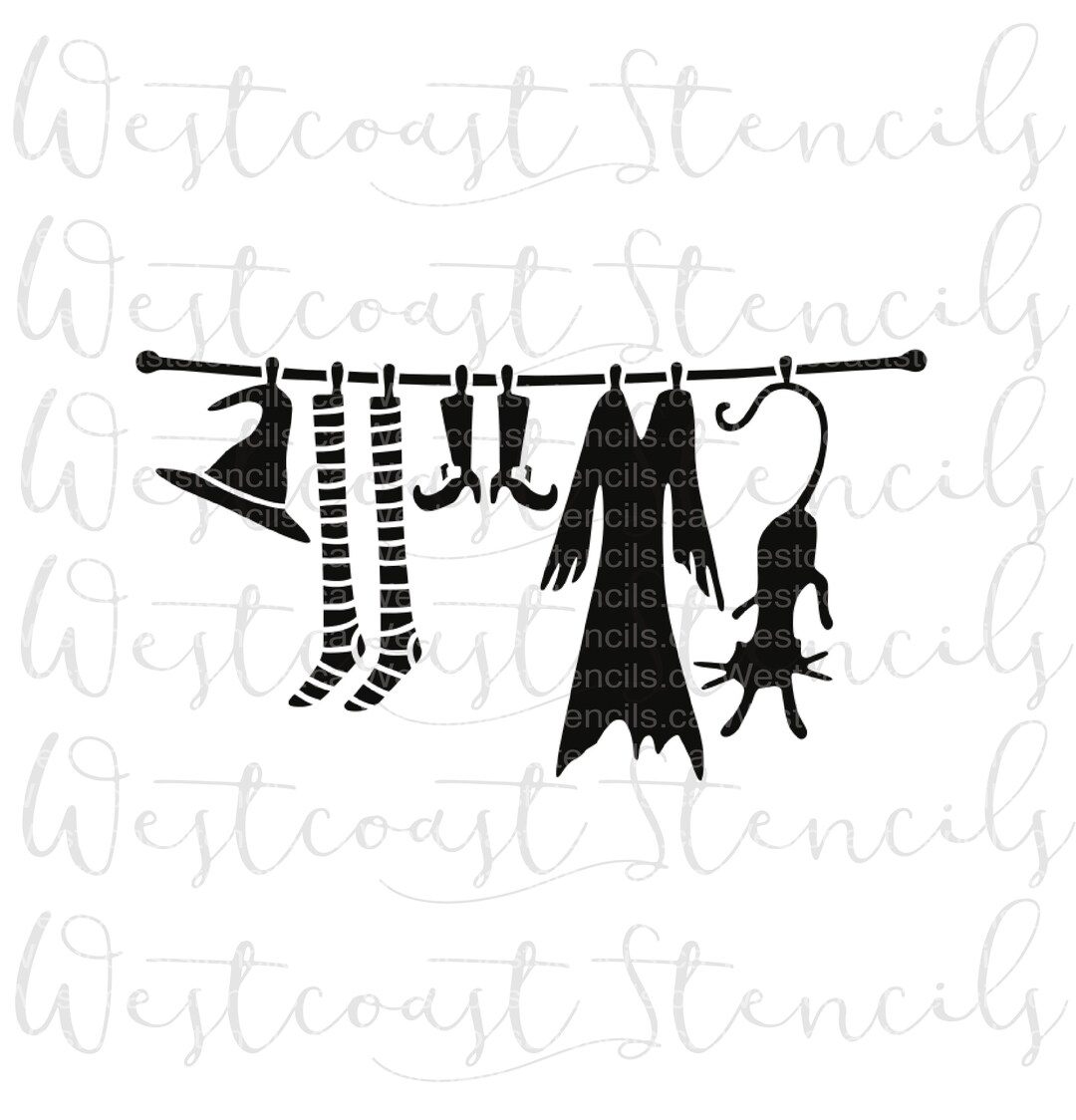 Witch's Clothesline Stencil Halloween Stencil Cookie Etsy