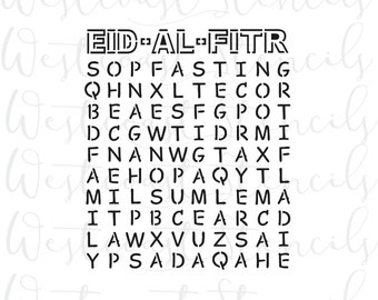 Eid Al Fitr Word Search Stencil, Cookie Stencil