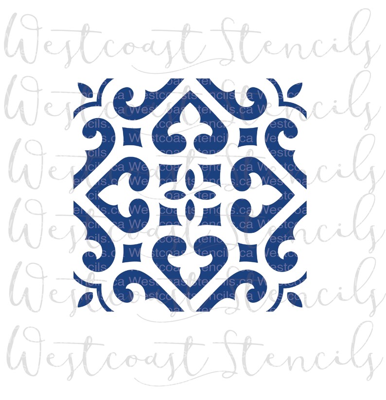 Portuguese Tile Stencil, Style 2, Cookie Stencil image 1