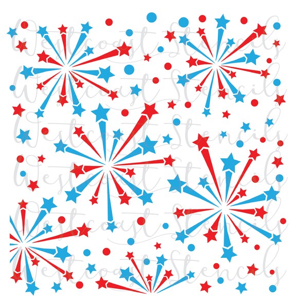 Background Stencil 2 Part Firework Stencil Fourth of July Stencil Paper ...