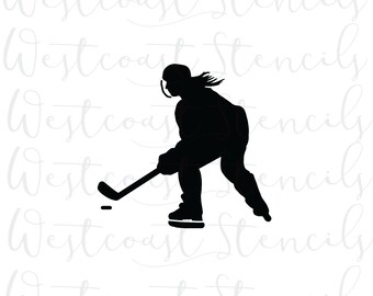 Female Hockey Player Stencil, Style 2, Team Sport, Sports, Cookie Stencil