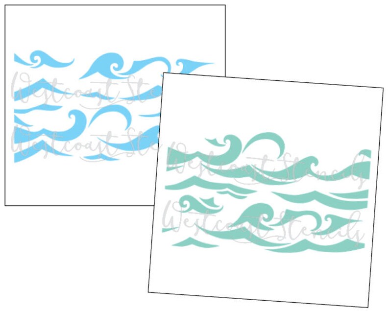 wave stencil 2 pcs water ocean cookie stencil etsy