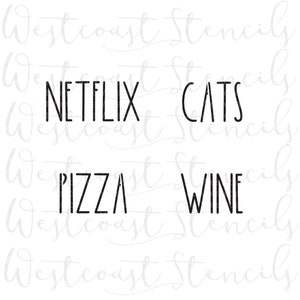 Netflix, Pizza, Wine, Cats Stencil, Valentine's, Cookie Stencil