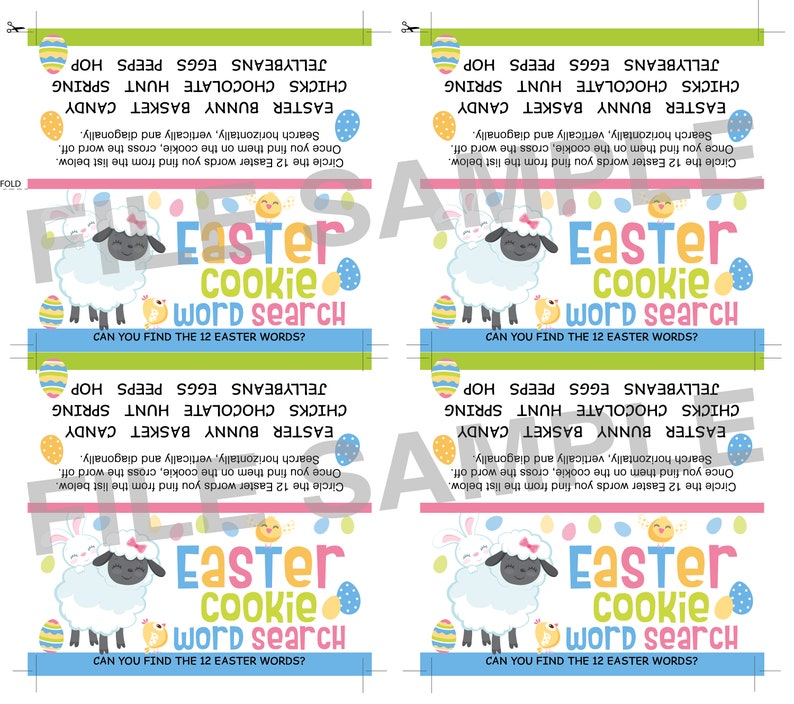 DIGITAL Easter Word Search Bag Topper and Solution, pdf file for printing image 2